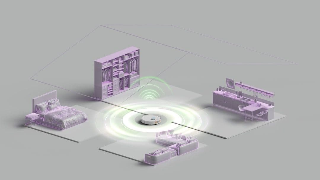 Abstract digital technology concept with IoT platform development theme.