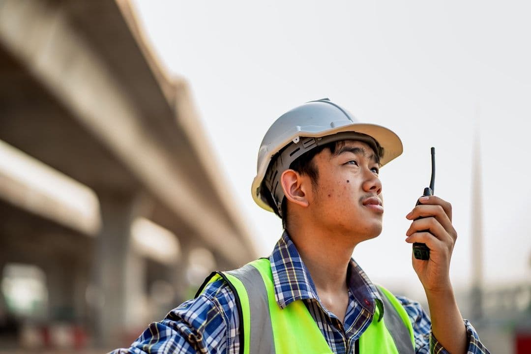 Construction tools and machinery monitored by asset tracking software.