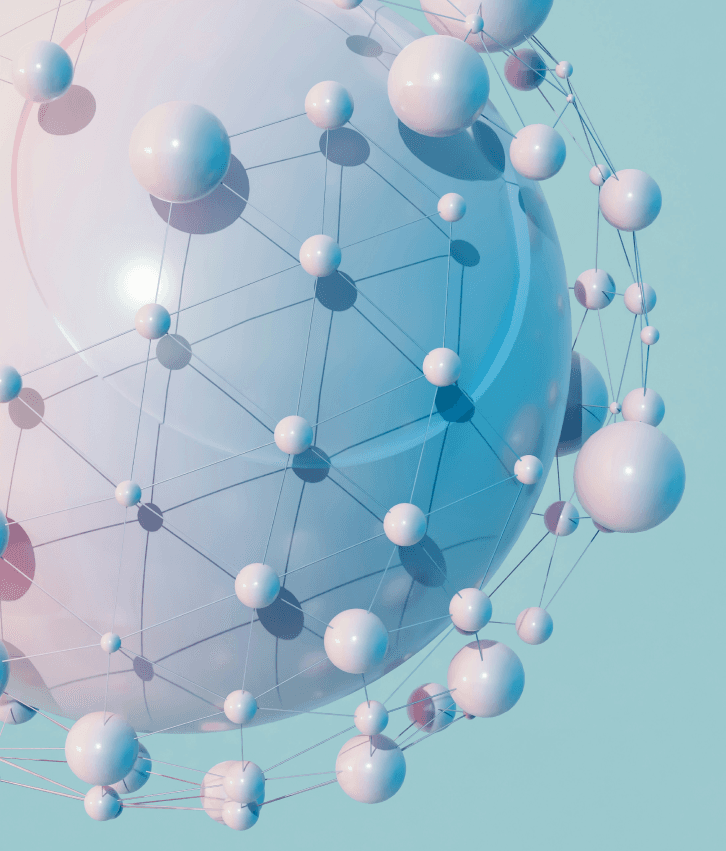 Knowledge graph visualization with interconnected data nodes and relationships, symbolizing custom LLM development, GraphRAG pipelines, and enterprise knowledge graph integration.