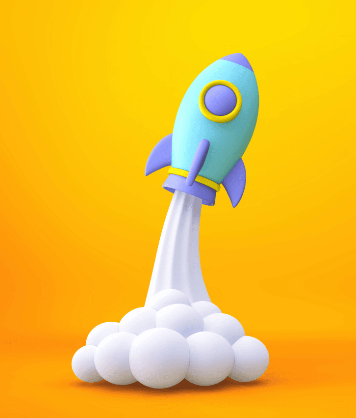 Rocket launch graphic symbolizing MVP development services for startups and enterprises accelerating product launch and market validation.