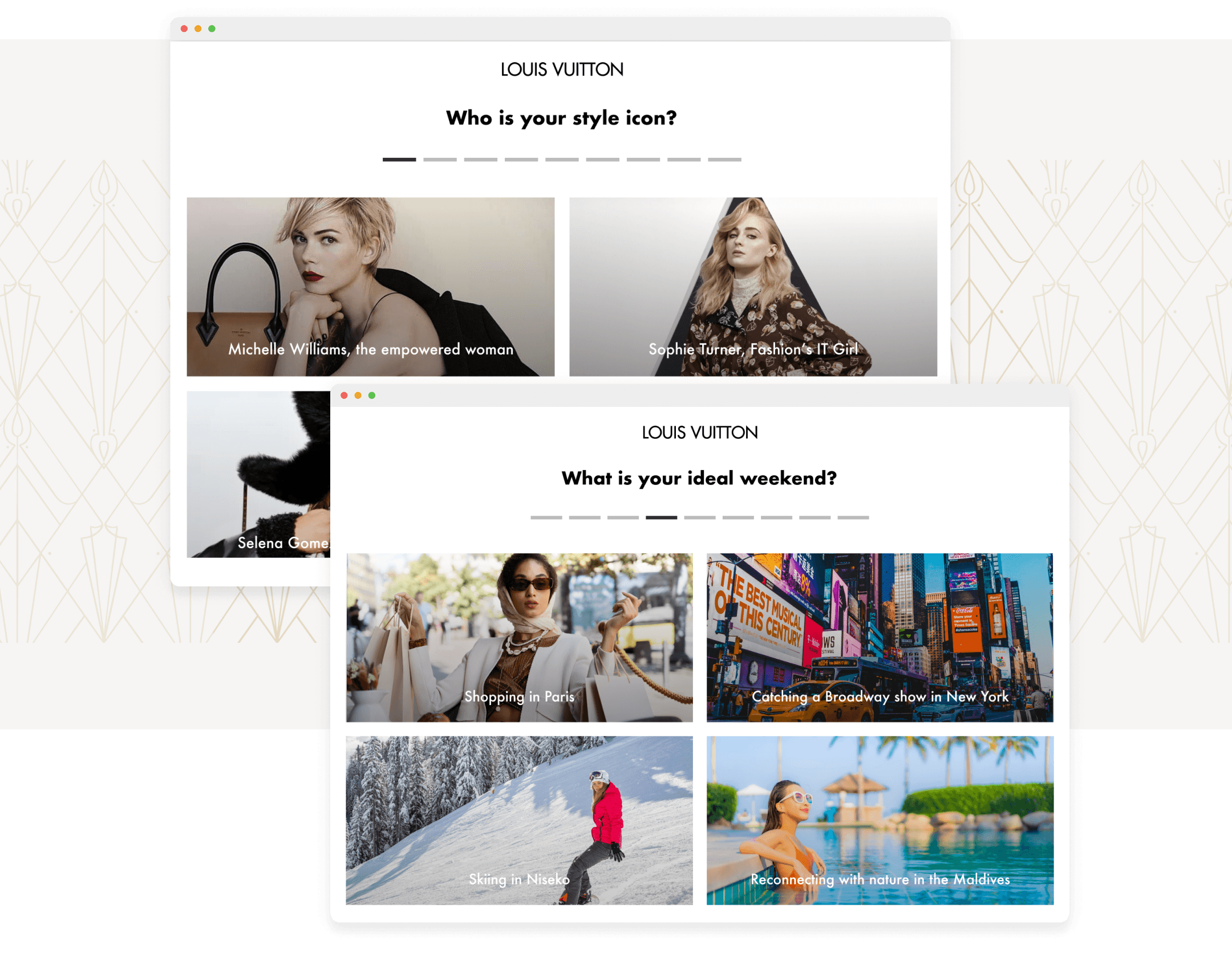 Fashion website created by White Widget featuring Louis Vuitton products.