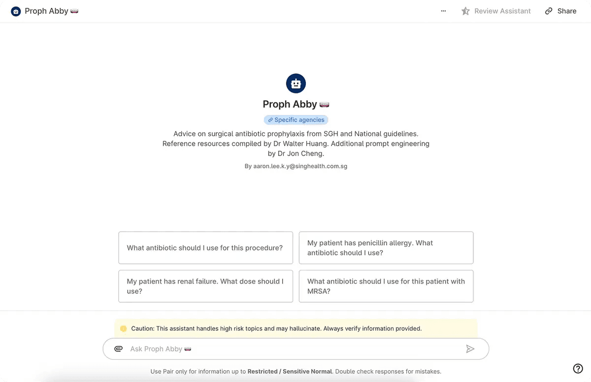 AI assistant for surgical guideline compliance by Singapore General Hospital using custom AI chatbot solution