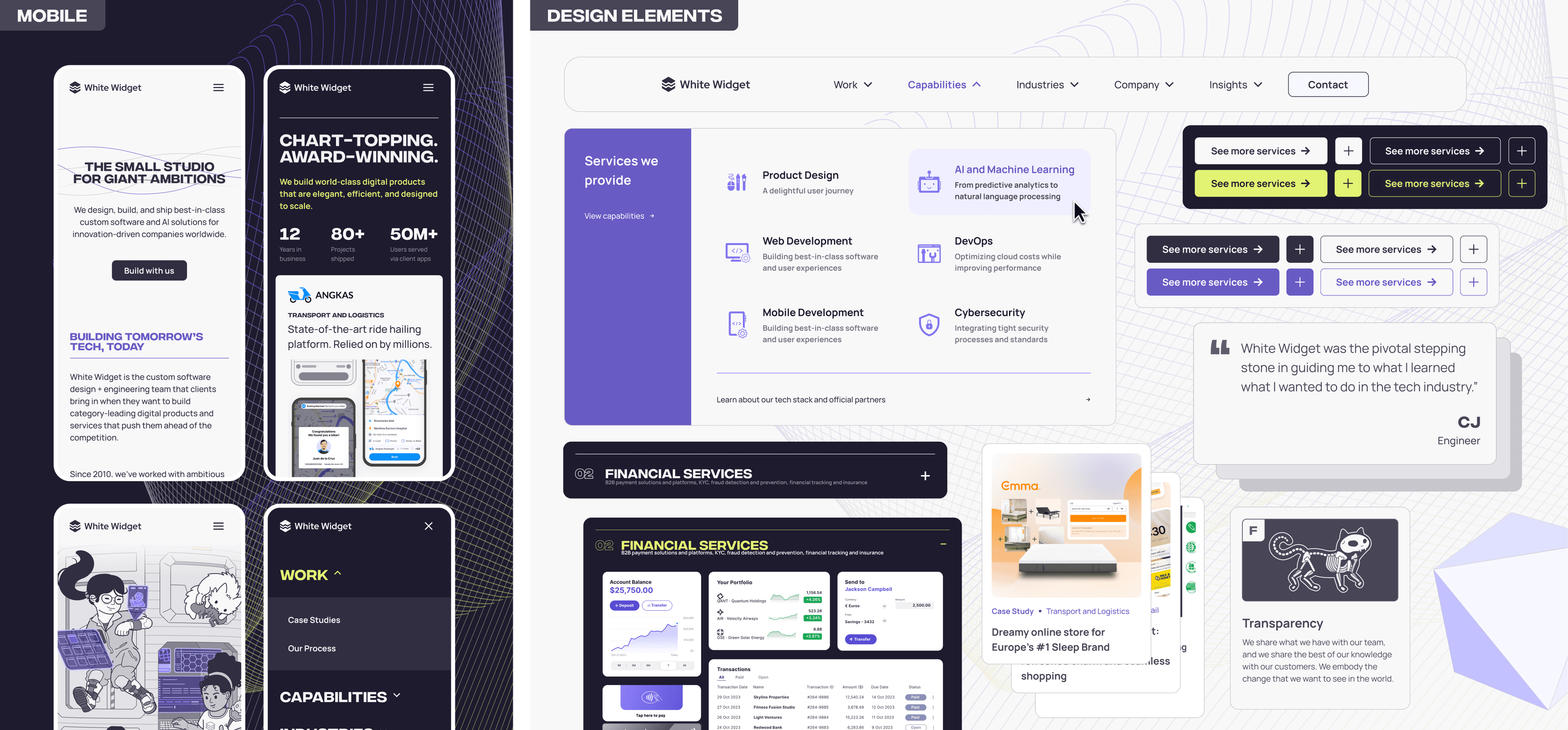 White Widget award-winning website and mobile design showcase, won Gold at Indigo Design Awards 2025.