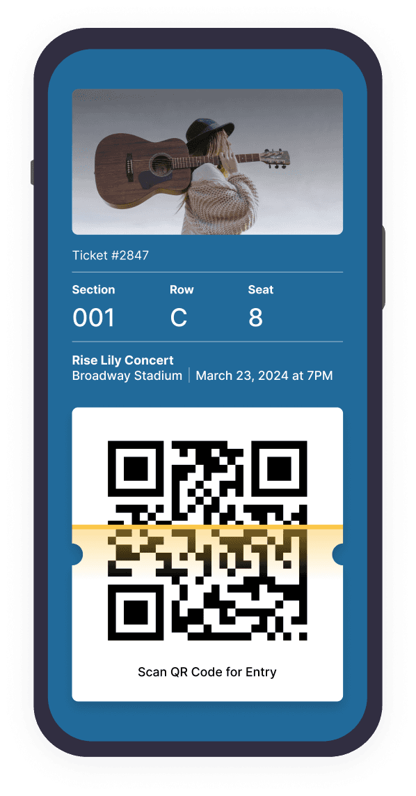 TryBooking app phone screenshot image asset